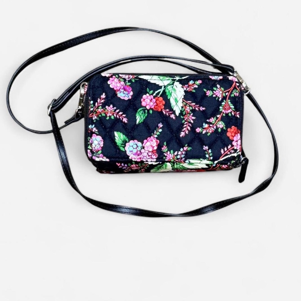 Vera Bradley Black and Pink Floral Crossbody Bag
